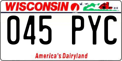 WI license plate 045PYC