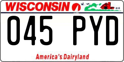 WI license plate 045PYD