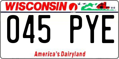WI license plate 045PYE