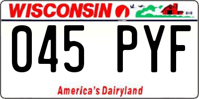 WI license plate 045PYF