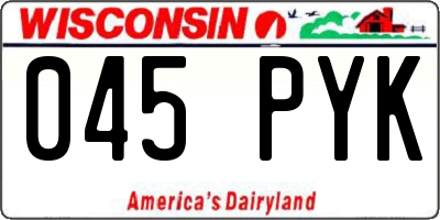 WI license plate 045PYK