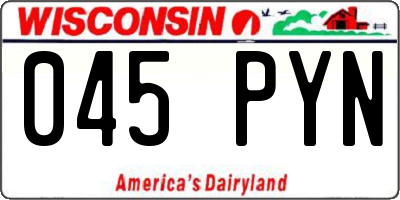 WI license plate 045PYN