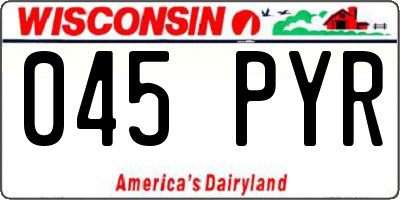 WI license plate 045PYR