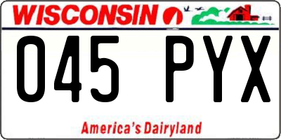 WI license plate 045PYX