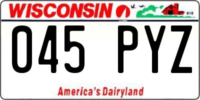 WI license plate 045PYZ
