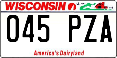 WI license plate 045PZA