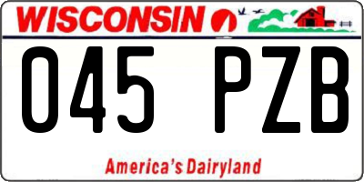WI license plate 045PZB