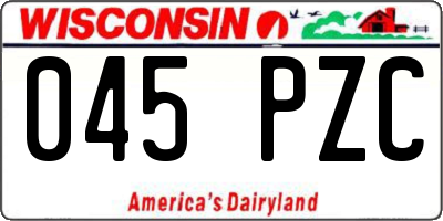 WI license plate 045PZC