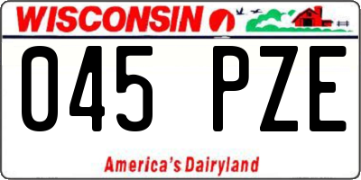 WI license plate 045PZE