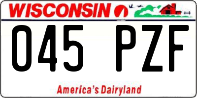 WI license plate 045PZF