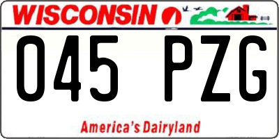 WI license plate 045PZG