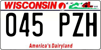 WI license plate 045PZH