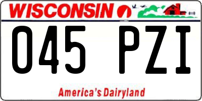 WI license plate 045PZI