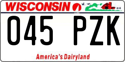 WI license plate 045PZK