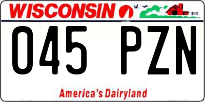 WI license plate 045PZN