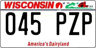 WI license plate 045PZP