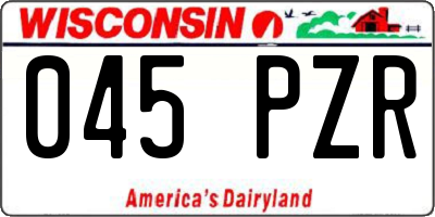 WI license plate 045PZR