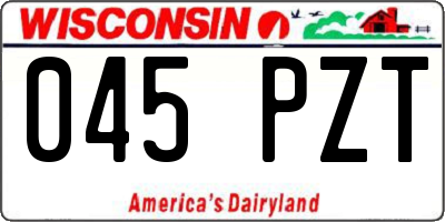 WI license plate 045PZT