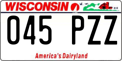 WI license plate 045PZZ