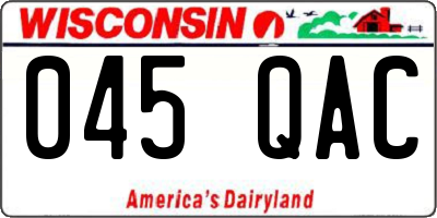 WI license plate 045QAC