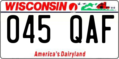 WI license plate 045QAF