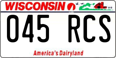 WI license plate 045RCS