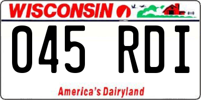 WI license plate 045RDI