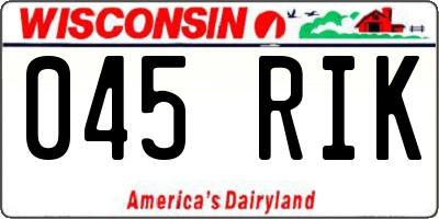 WI license plate 045RIK