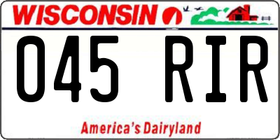 WI license plate 045RIR