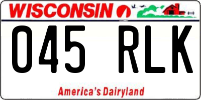 WI license plate 045RLK