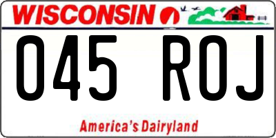 WI license plate 045ROJ