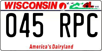 WI license plate 045RPC