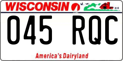 WI license plate 045RQC