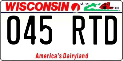 WI license plate 045RTD
