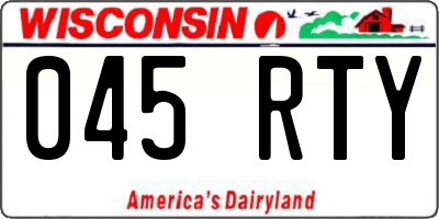 WI license plate 045RTY