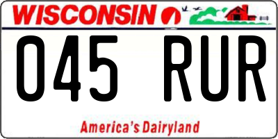 WI license plate 045RUR