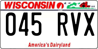 WI license plate 045RVX