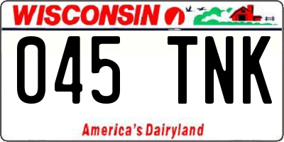 WI license plate 045TNK