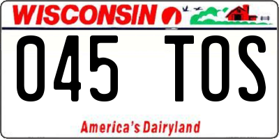 WI license plate 045TOS