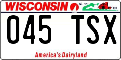 WI license plate 045TSX