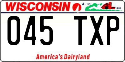 WI license plate 045TXP