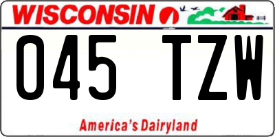 WI license plate 045TZW