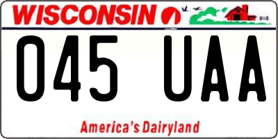 WI license plate 045UAA