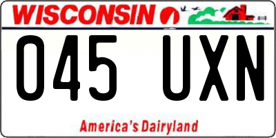 WI license plate 045UXN