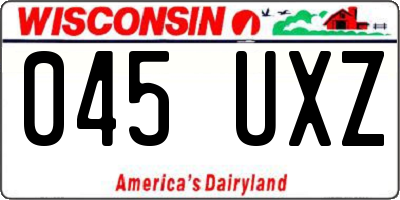 WI license plate 045UXZ