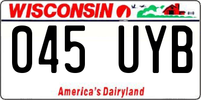WI license plate 045UYB