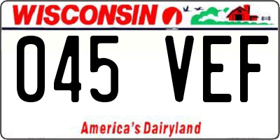 WI license plate 045VEF