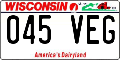 WI license plate 045VEG