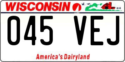WI license plate 045VEJ