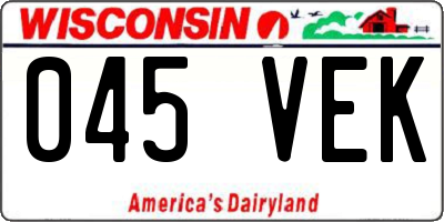WI license plate 045VEK